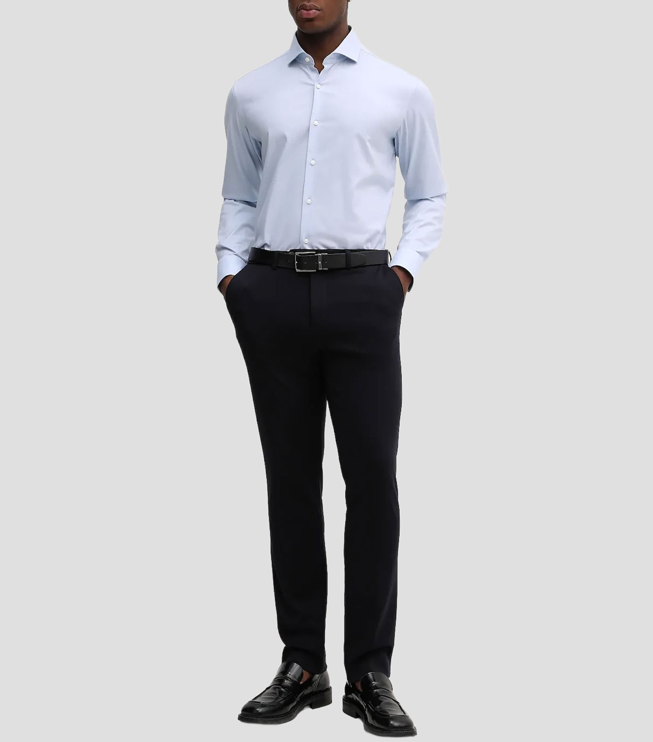 Camisa de vestir lisa manga larga Hombre